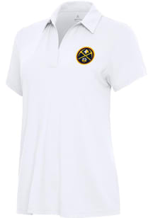 Antigua Denver Nuggets Womens White Era Short Sleeve Polo Shirt