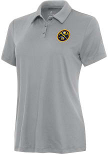 Antigua Denver Nuggets Womens Grey Reprocess Recycled Short Sleeve Polo Shirt