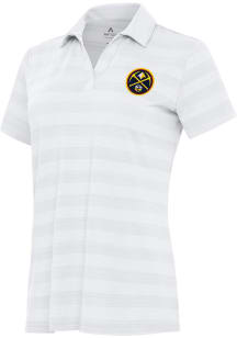 Antigua Denver Nuggets Womens White Tunnel Short Sleeve Polo Shirt