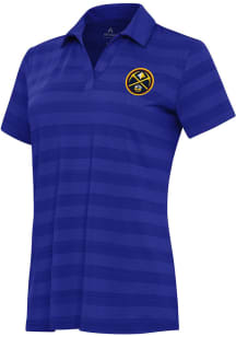 Antigua Denver Nuggets Womens Blue Tunnel Short Sleeve Polo Shirt