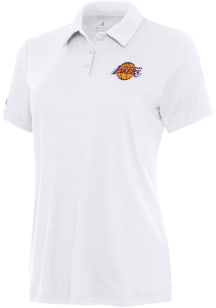 Antigua Los Angeles Lakers Womens White Reprocess Recycled Short Sleeve Polo Shirt