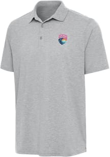 Antigua San Diego Wave FC Mens Grey Par 3 Short Sleeve Polo