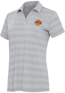 Antigua Los Angeles Lakers Womens Grey Tunnel Short Sleeve Polo Shirt