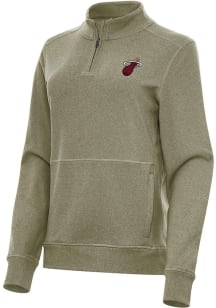 Antigua Miami Heat Womens Olive Alternate Crush Qtr Zip