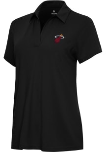 Antigua Miami Heat Womens Black Alternate Era Short Sleeve Polo Shirt