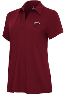 Antigua Miami Heat Womens Cardinal Alternate Era Short Sleeve Polo Shirt