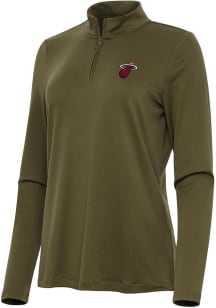 Antigua Miami Heat Womens Olive Alternate Reprocess Recycled Qtr Zip