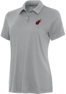 Antigua Miami Heat Womens Grey Alternate Reprocess Recycled Short Sleeve Polo Shirt