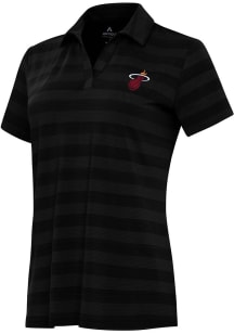 Antigua Miami Heat Womens Black Alternate Tunnel Short Sleeve Polo Shirt
