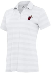 Antigua Miami Heat Womens White Alternate Tunnel Short Sleeve Polo Shirt