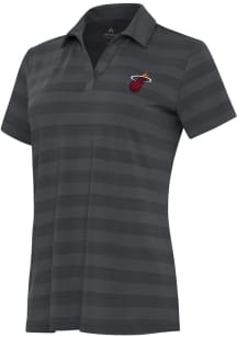 Antigua Miami Heat Womens Grey Alternate Tunnel Short Sleeve Polo Shirt