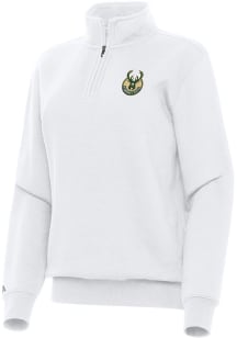 Antigua Milwaukee Bucks Womens White Victory Qtr Zip