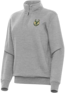 Antigua Milwaukee Bucks Womens Grey Victory Qtr Zip
