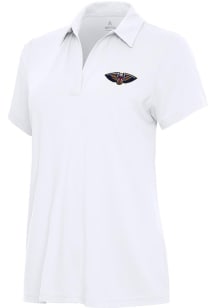 Antigua New Orleans Pelicans Womens White Era Short Sleeve Polo Shirt