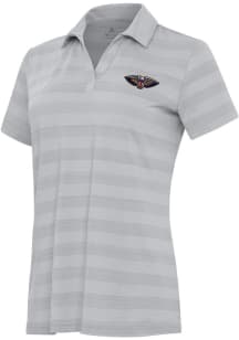 Antigua New Orleans Pelicans Womens Grey Tunnel Short Sleeve Polo Shirt
