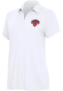 Antigua New York Knicks Womens White Era Short Sleeve Polo Shirt