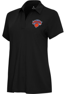 Antigua New York Knicks Womens Black Era Short Sleeve Polo Shirt