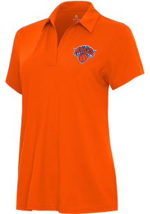 Antigua New York Knicks Womens Orange Era Short Sleeve Polo Shirt