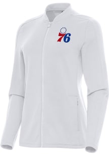 Antigua Philadelphia 76ers Womens White Continual Light Weight Jacket