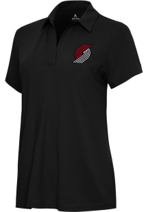 Antigua Portland Trail Blazers Womens Black Era Short Sleeve Polo Shirt