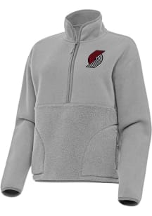 Antigua Portland Trail Blazers Womens Grey Figure Qtr Zip