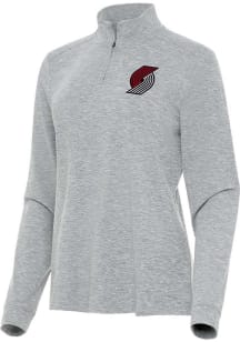 Antigua Portland Trail Blazers Womens Grey Heather Mentor Qtr Zip Pullover
