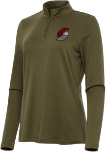Antigua Portland Trail Blazers Womens Olive Reprocess Recycled Qtr Zip
