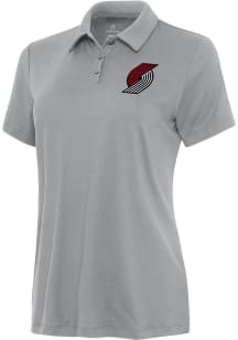 Antigua Portland Trail Blazers Womens Grey Reprocess Recycled Short Sleeve Polo Shirt