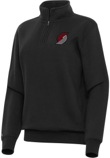 Antigua Portland Trail Blazers Womens Black Victory Qtr Zip