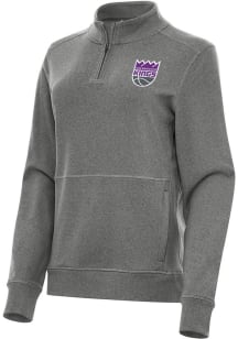 Antigua Sacramento Kings Womens Black Crush Qtr Zip