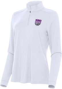 Antigua Sacramento Kings Womens White Intent Qtr Zip