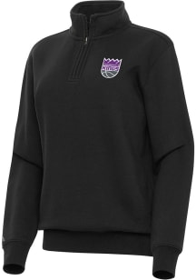 Antigua Sacramento Kings Womens Black Victory Qtr Zip