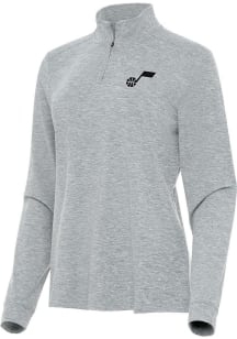 Antigua Utah Jazz Womens Grey Mentor Qtr Zip Pullover