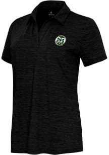 Antigua Colorado State Rams Womens Black Layout Short Sleeve Polo Shirt