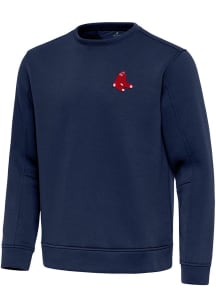 Antigua Boston Red Sox Mens Navy Blue Relevant Long Sleeve Crew Sweatshirt