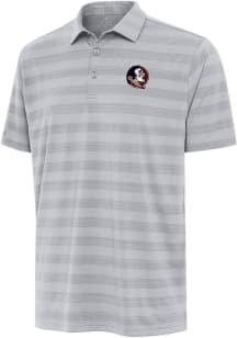 Antigua Florida State Seminoles Mens Grey Tunnel Short Sleeve Polo