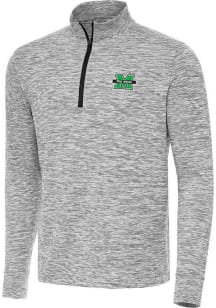 Antigua Marshall Thundering Herd Mens Black Cause Long Sleeve Qtr Zip Pullover