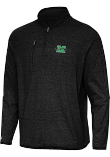 Antigua Marshall Thundering Herd Mens Black Certain Long Sleeve Qtr Zip Pullover