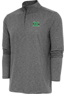 Antigua Marshall Thundering Herd Mens Black Hunk Long Sleeve Qtr Zip Pullover