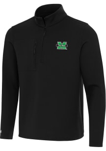 Antigua Marshall Thundering Herd Mens Black Insider Long Sleeve Qtr Zip Pullover