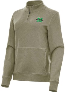 Antigua Marshall Thundering Herd Womens Olive Crush Qtr Zip
