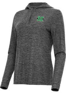 Antigua Marshall Thundering Herd Womens Black Daybreak Qtr Zip
