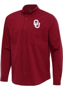 Antigua Oklahoma Sooners Mens Cardinal Flight Long Sleeve Dress Shirt