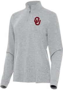 Antigua Oklahoma Sooners Womens Grey Heather Mentor Qtr Zip Pullover