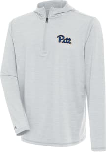 Antigua Pitt Panthers Mens Grey Tidy Long Sleeve Qtr Zip Pullover