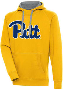 Antigua Pitt Panthers Mens Gold Full Front Victory Long Sleeve Hoodie