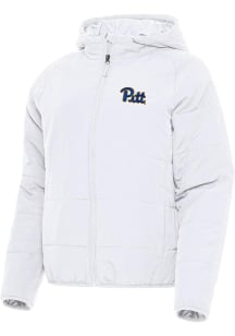 Antigua Pitt Panthers Womens White Universe Heavy Weight Jacket