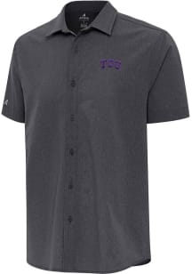 Antigua TCU Horned Frogs Mens Black Activate Short Sleeve Dress Shirt