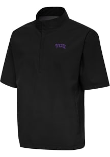 Antigua TCU Horned Frogs Mens Black Brisk Short Sleeve Jacket
