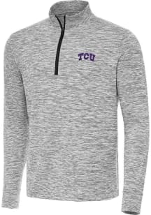 Antigua TCU Horned Frogs Mens Black Cause Long Sleeve Qtr Zip Pullover